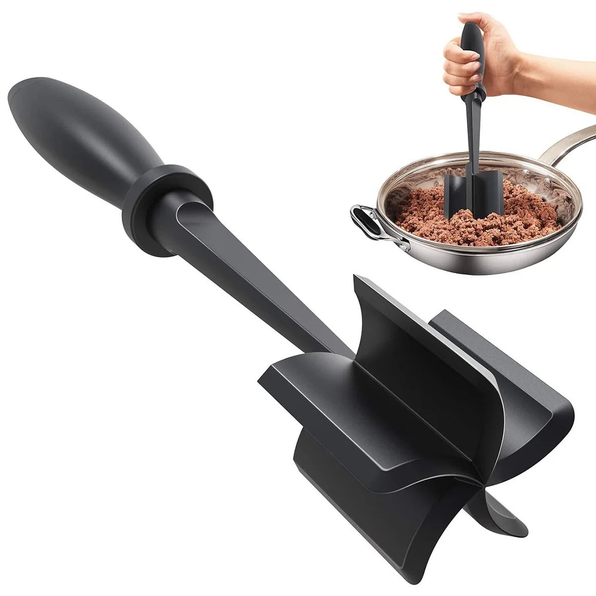 Meat Chopper Heat Resistant Meat Chopper with Non-Slip Handle Nylon Meat Masher Multifunctional Hamburger Chopper Beef Masher Non Stick Mix Chopper for Home Kitchen