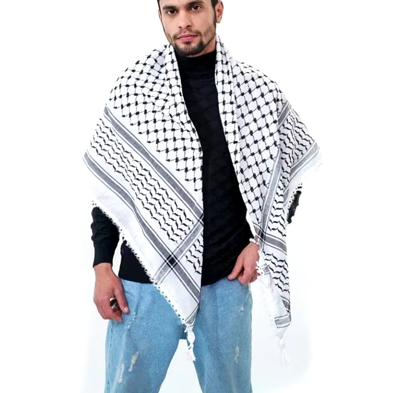 Arab Shemagh Muslim Men Head Scarf Saudi Arab Square Keffiyeh Scarves Middle Eastern Shawl Islamic Clothing Male Hijab Turban