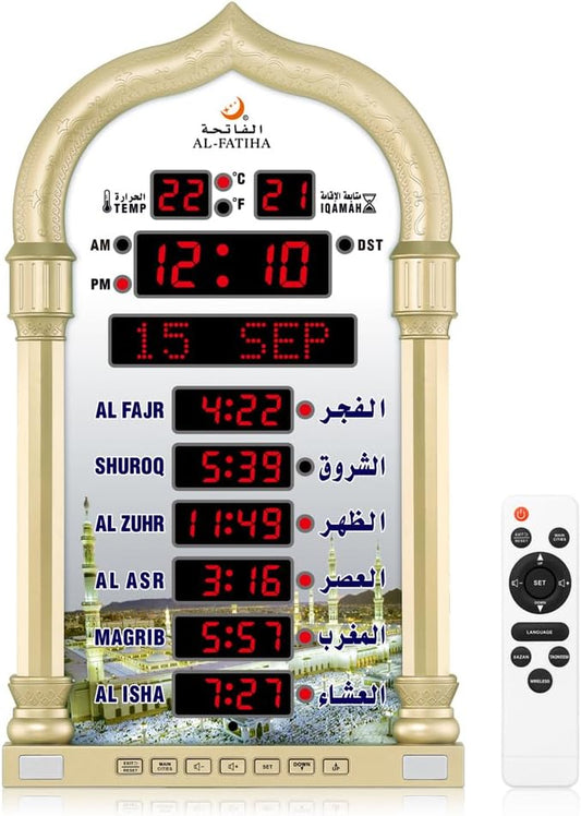 Azan Clock, LED Muslim Prayer Clock, Athan Wall Clock, Read Home/Office/Mo