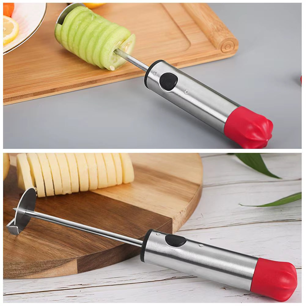 Drill Vegetable Fruit Corer Stainless Steel Tools Making Stuffed Vegetables Easy Grip Core Remover with 4 Blades for Kitchen