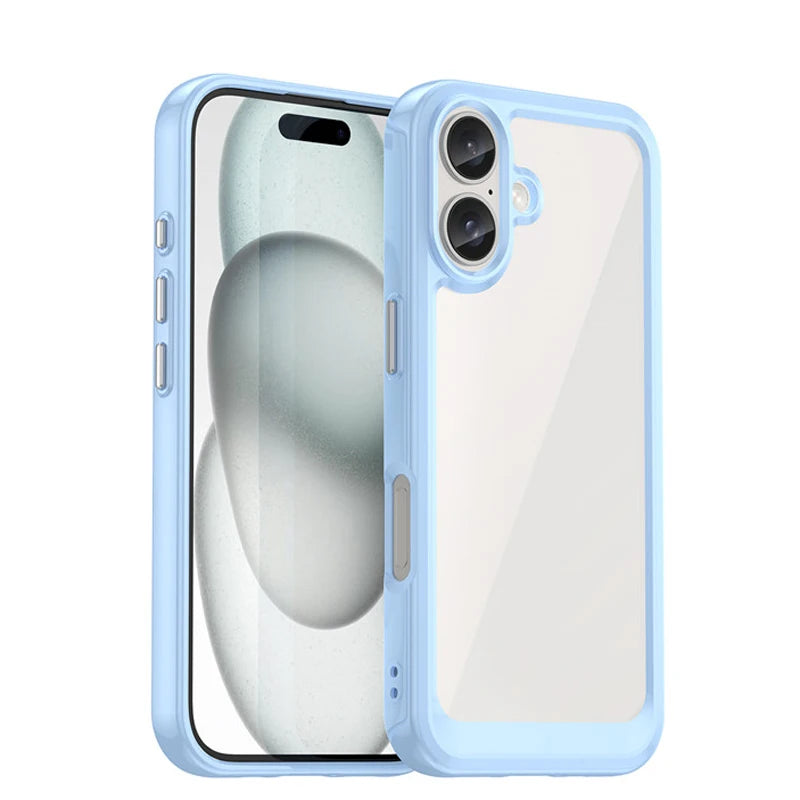 For  16 Case  16 plus Pro Max Cover Luxury Clear PC Shockproof Silicone Protective Phone Back Cover for  16