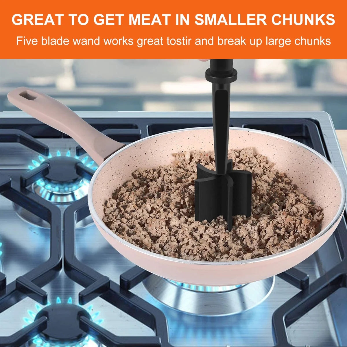 Meat Chopper Heat Resistant Meat Chopper with Non-Slip Handle Nylon Meat Masher Multifunctional Hamburger Chopper Beef Masher Non Stick Mix Chopper for Home Kitchen